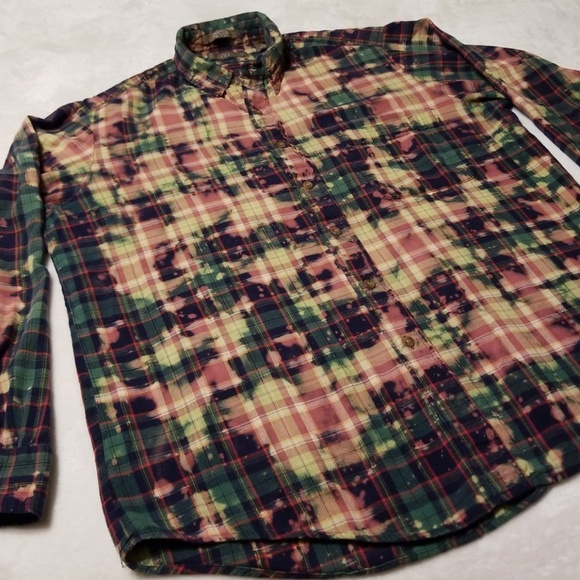 Claybrooke Other - Mens flannel bleach out distressed